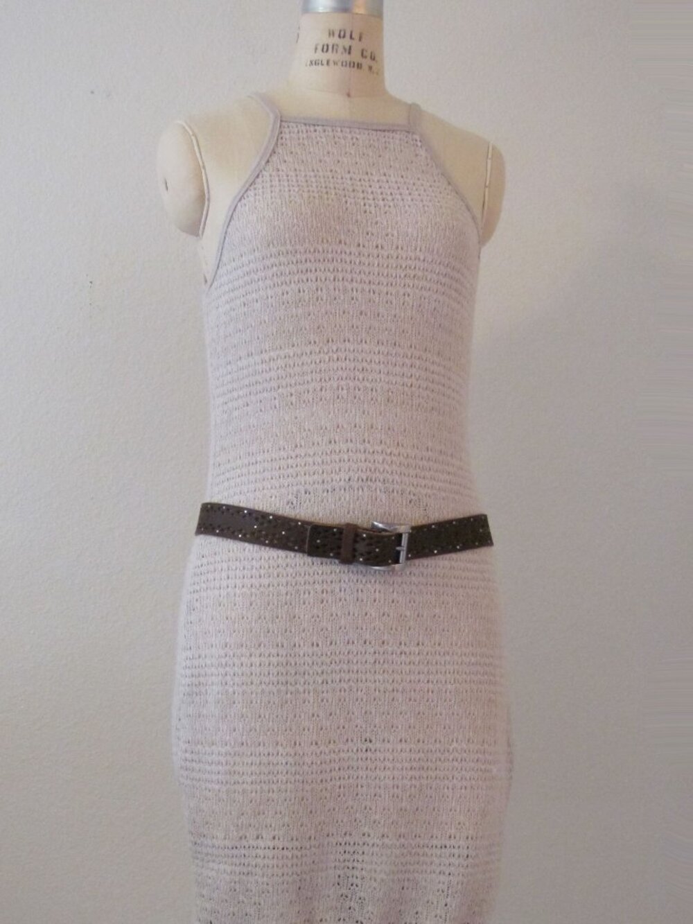 Brown Perforated Leather Belt with studs